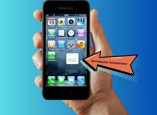 Das Gernsbacher Schaufenster kann auch als WebApp installiert werden . Apps auf einem Smartphone mit Pfeil auf eine App