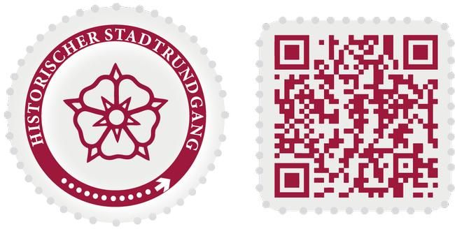 Logo Historischer Stadtrundgang mit Ebersteiner Rose und QR-Code