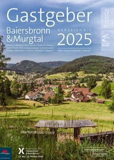 Titelseite Gastgeberkatalog 2025 Baiersbronn und Murgtal - Blick auf eine Heuhütte
