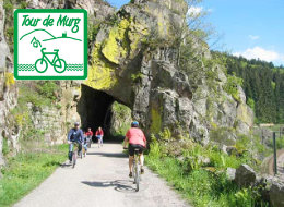 Logo Tour de Murg und Radfahrer auf der Tour de Murg