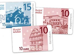 Beispiele für Murgtal-Gutscheine für 10 und 15 Euro
