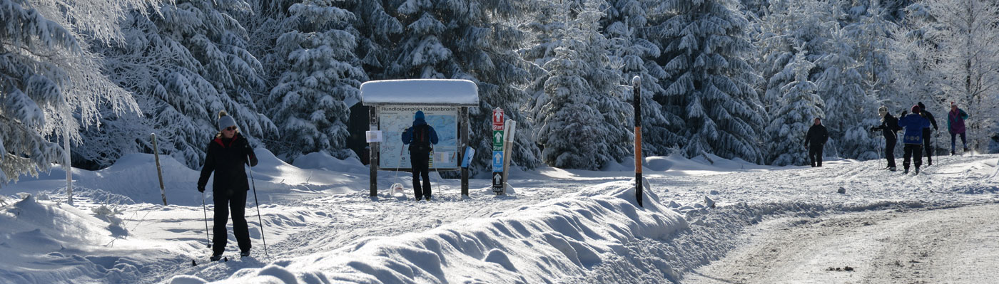 Langläufer und Winterwanderer am Kaltebronn