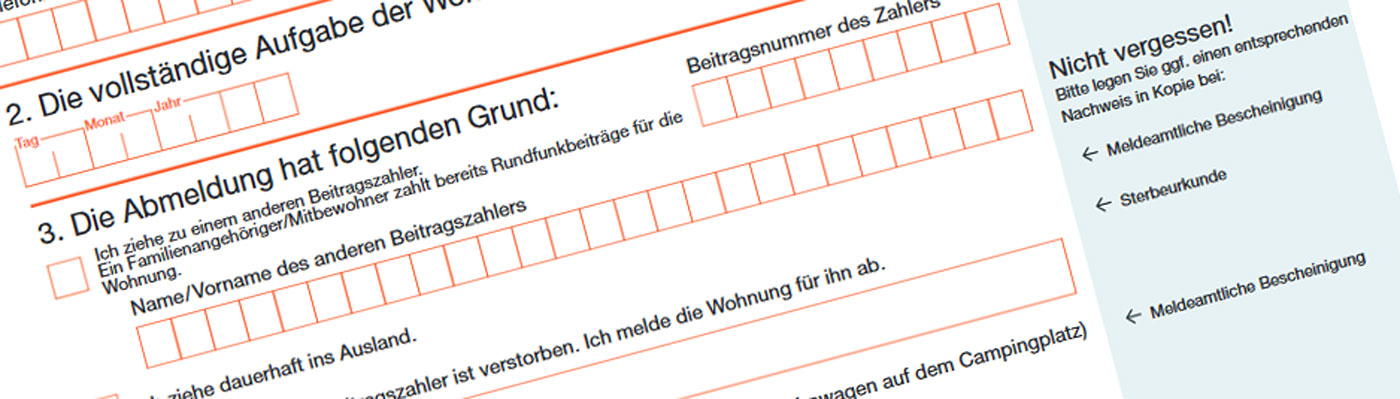 Beispiel eines typischen Formulares mit Kästchen zum Eintragen der benötigten Daten