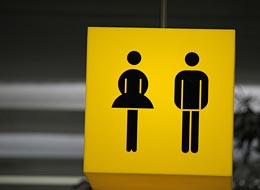 weiter zu öffentliche Toiletten Schild WC